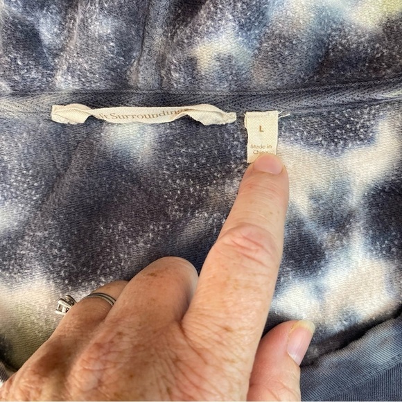 Soft Surroundings Hoodie Large Tie-Dye Gray &  Light Teal - Picture 4 of 8